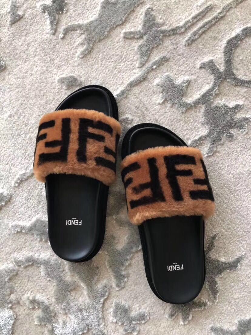 F design unisex wool slippers