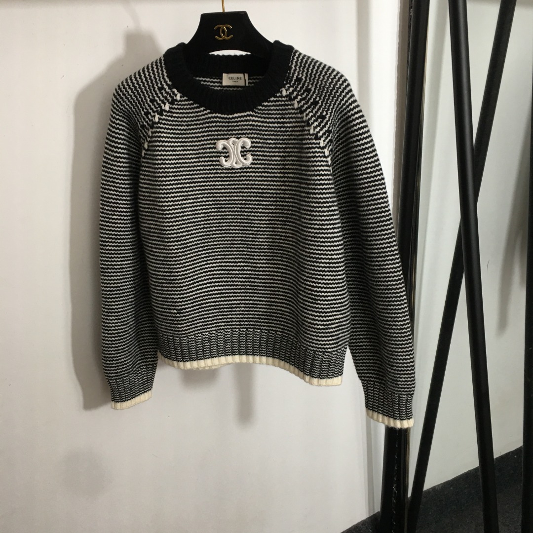 C Design New Arc de Triomphe Logo Embroidered Pullover Wool Sweater