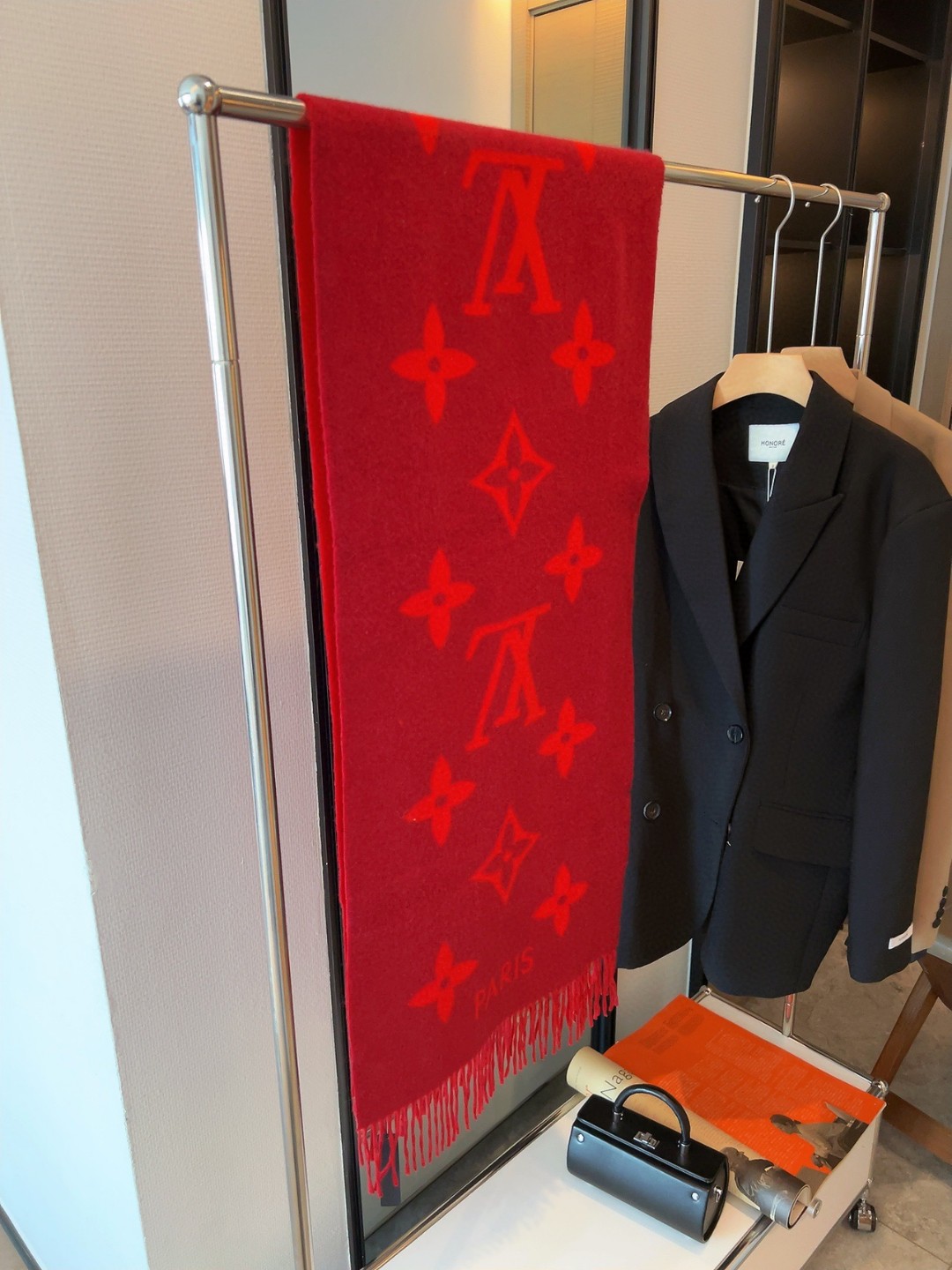 L red cashmere scarf shawl