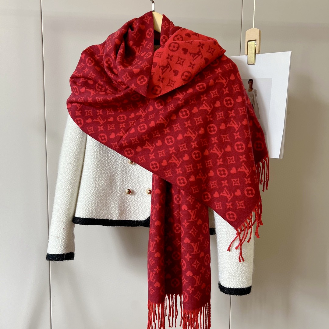 L new red cashmere scarf
