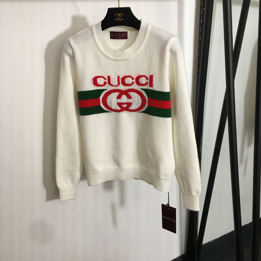 G new contrast color logo pullover long sleeve sweater