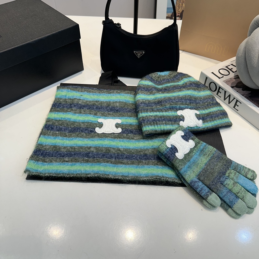 C high quality soft and warm mohair wool set hat