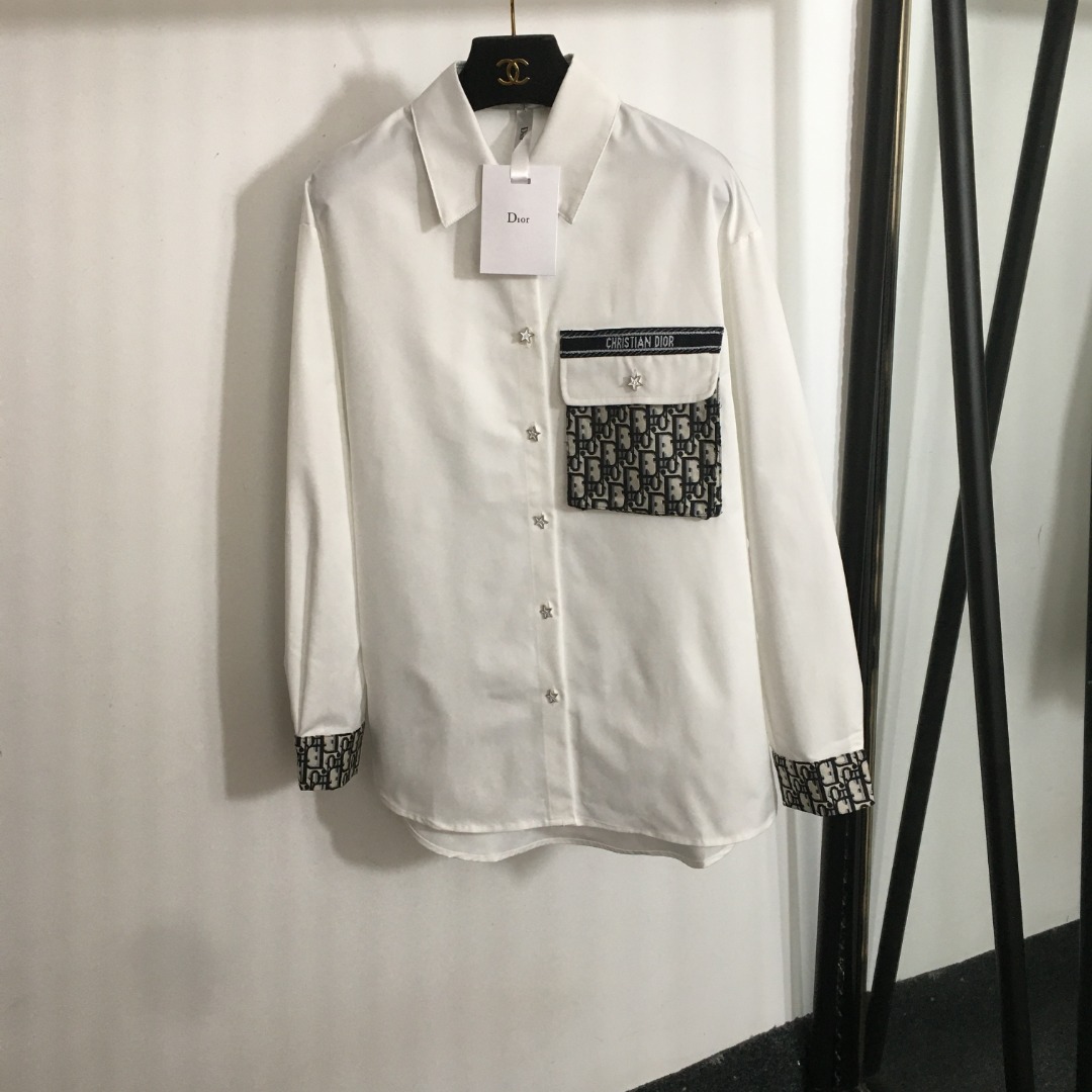 D new style monogram jacquard pocket five-pointed star button shirt