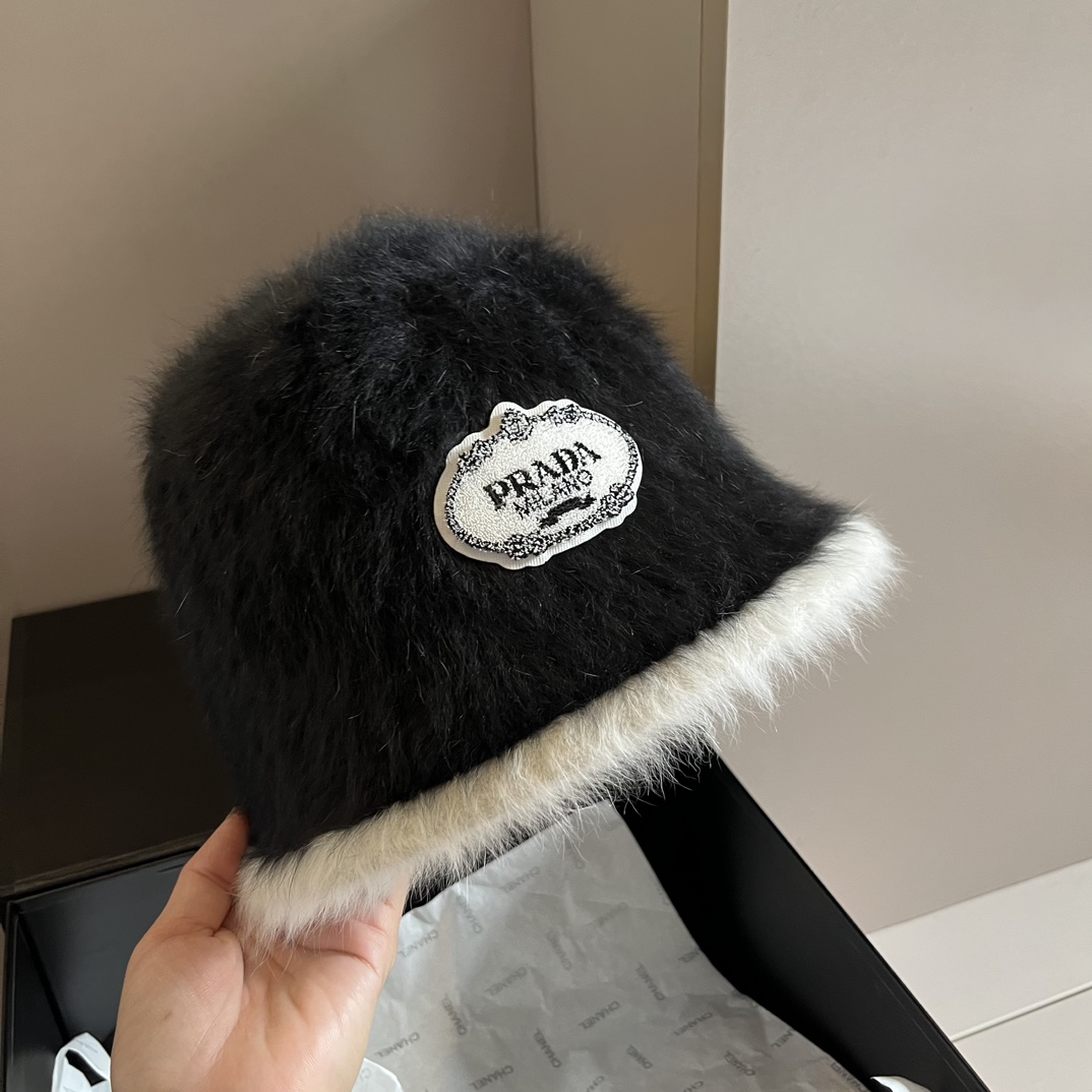 P rabbit fur hat, hand-grabbed fisherman hat