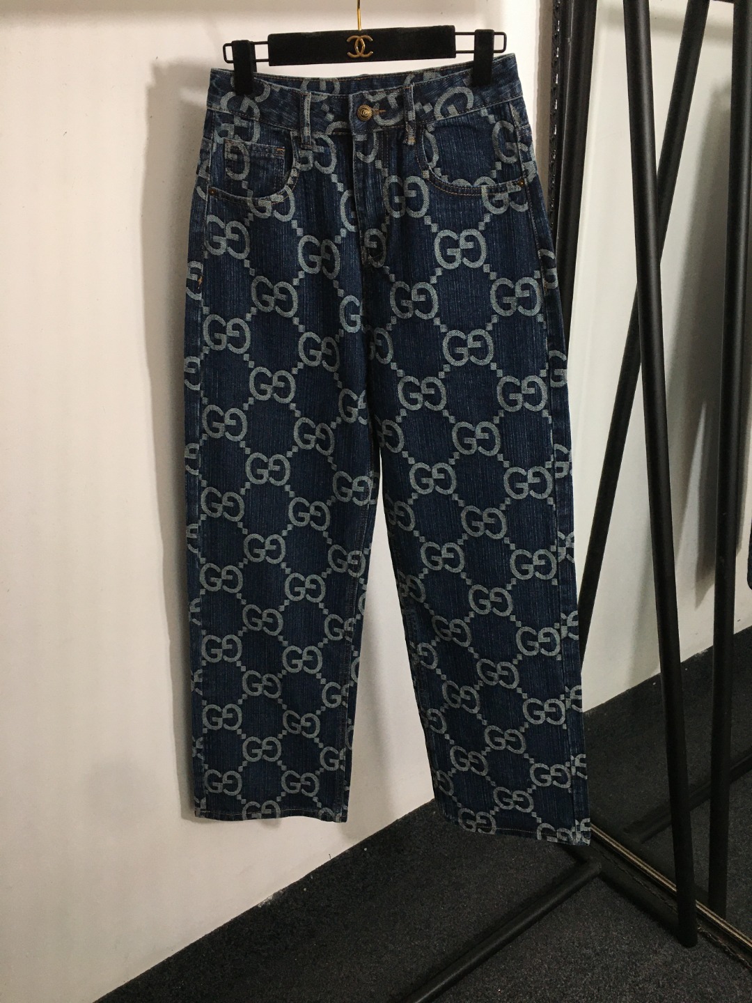G design new monogram GG letter jacquard high waist straight jeans