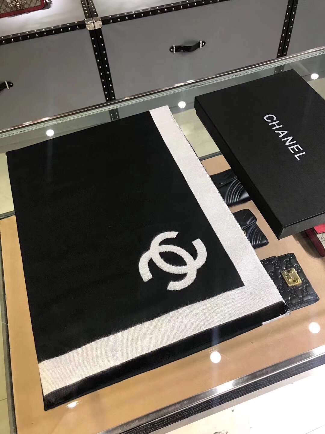 C black classic cashmere shawl versatile scarf 