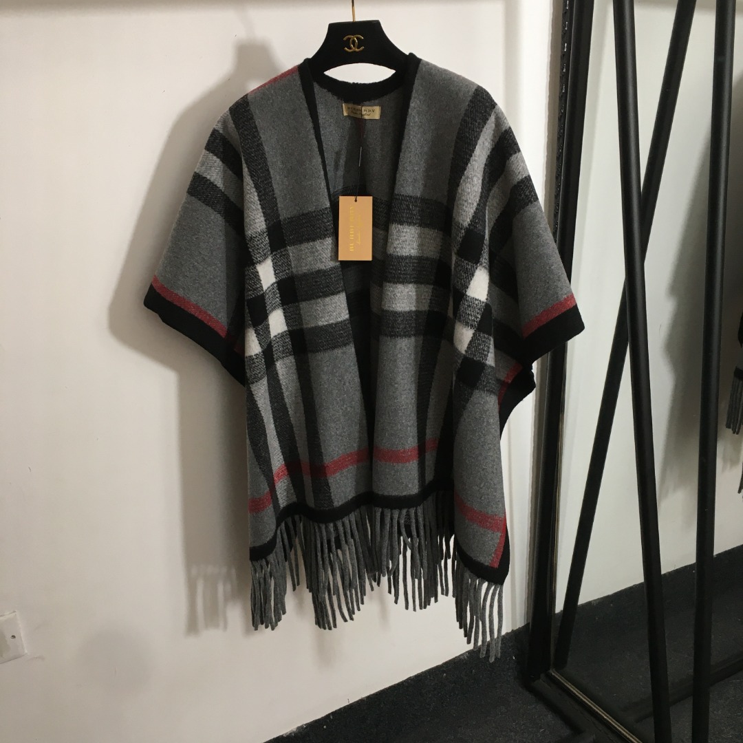 B design New Color Contrast Plaid Tassel Knitted Shawl