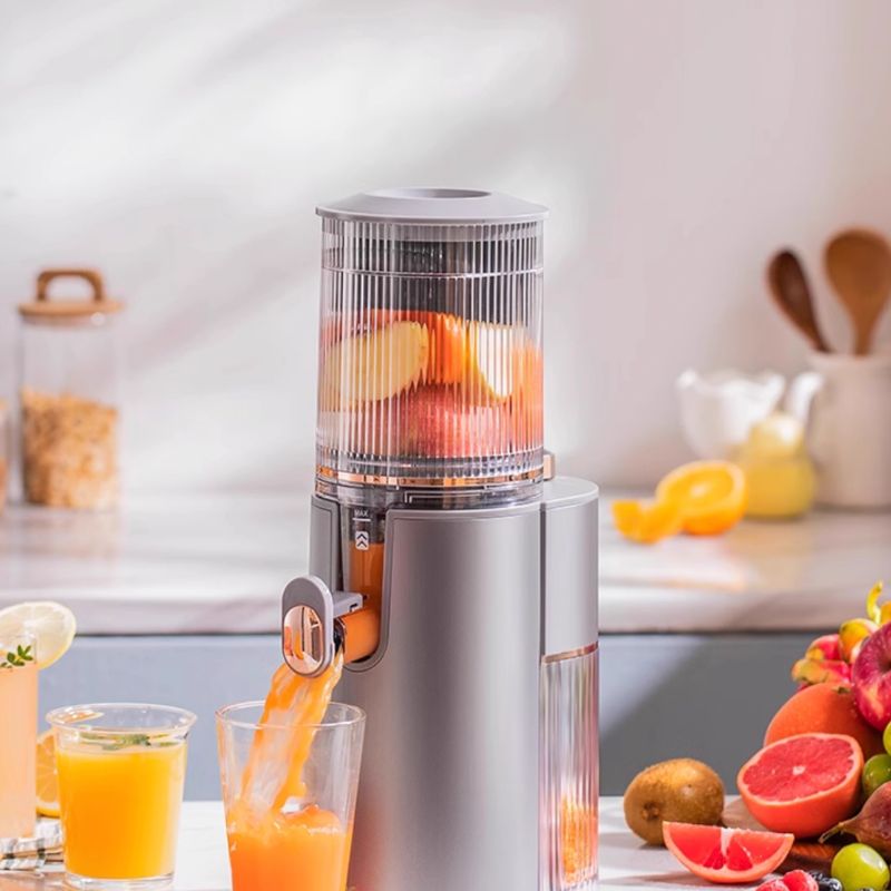 Masticating juicers, cold press juicers with extra large rotating feed