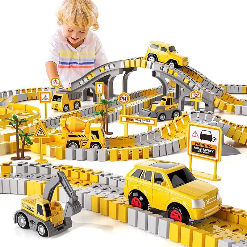DIY Car Track for Children Racing Toy Cars Toys Race for Boys Girls Truck Flexible Play Set Create Engineering Road Games Gift