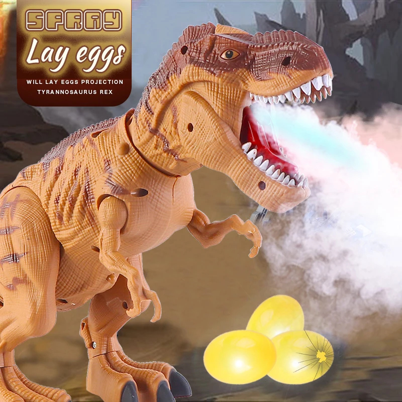 Large Electric Dinosaur Toys Walking Jet Dinosaur World With Mechanical Voice Tyrannosaurus Rex Luminous Egg Children Baby Gifts