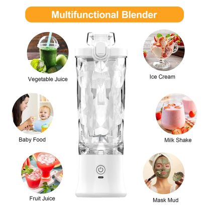 Wireless Portable Blender, Electric Juicer Blender（Usb Rechargeable), 6 Stainless Steel Blades Smoothie Maker, Fruit and Milk Shakes 