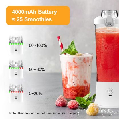 Wireless Portable Blender, Electric Juicer Blender（Usb Rechargeable), 6 Stainless Steel Blades Smoothie Maker, Fruit and Milk Shakes 