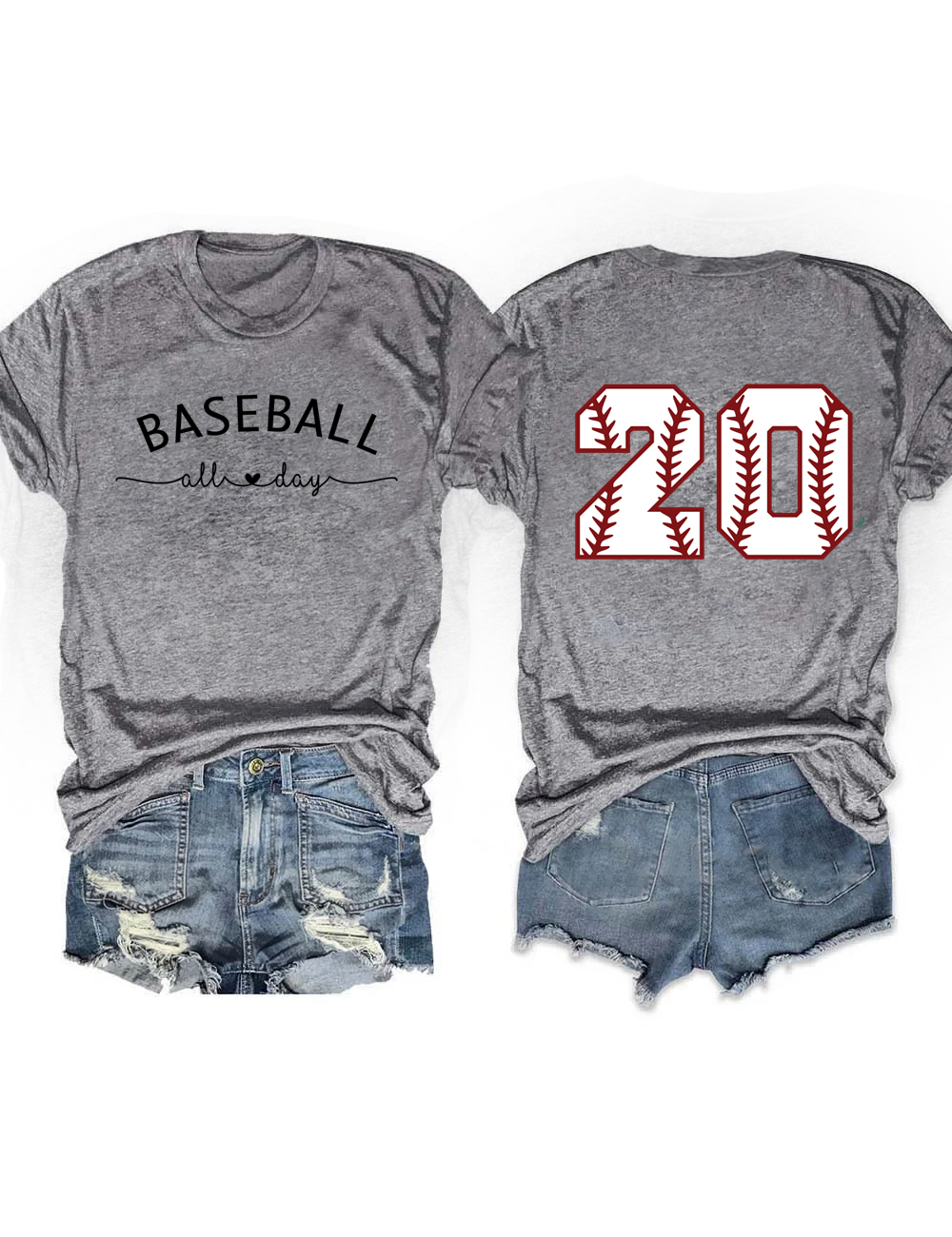 Baseball All Day Customized Number T-shirt