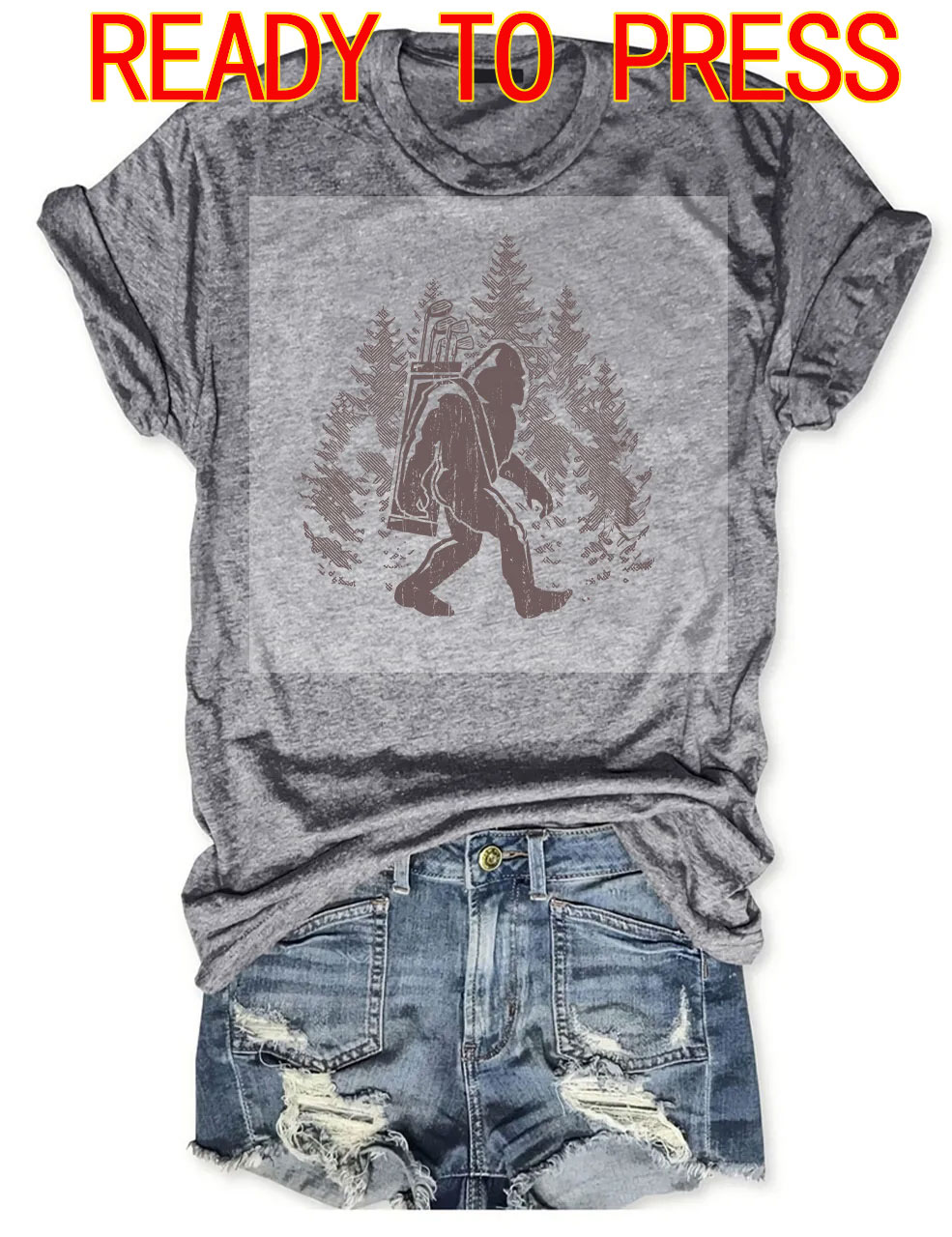 Funny Sasquatch Golfing DTF Heat Transfer