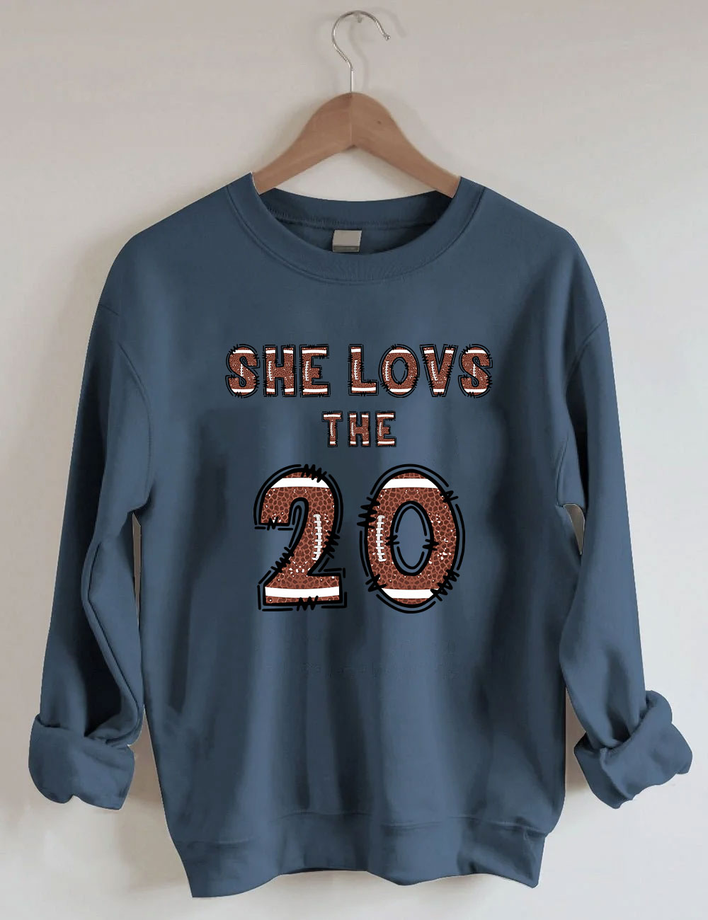 She Loves The Football Custom Number Sweatshirt
