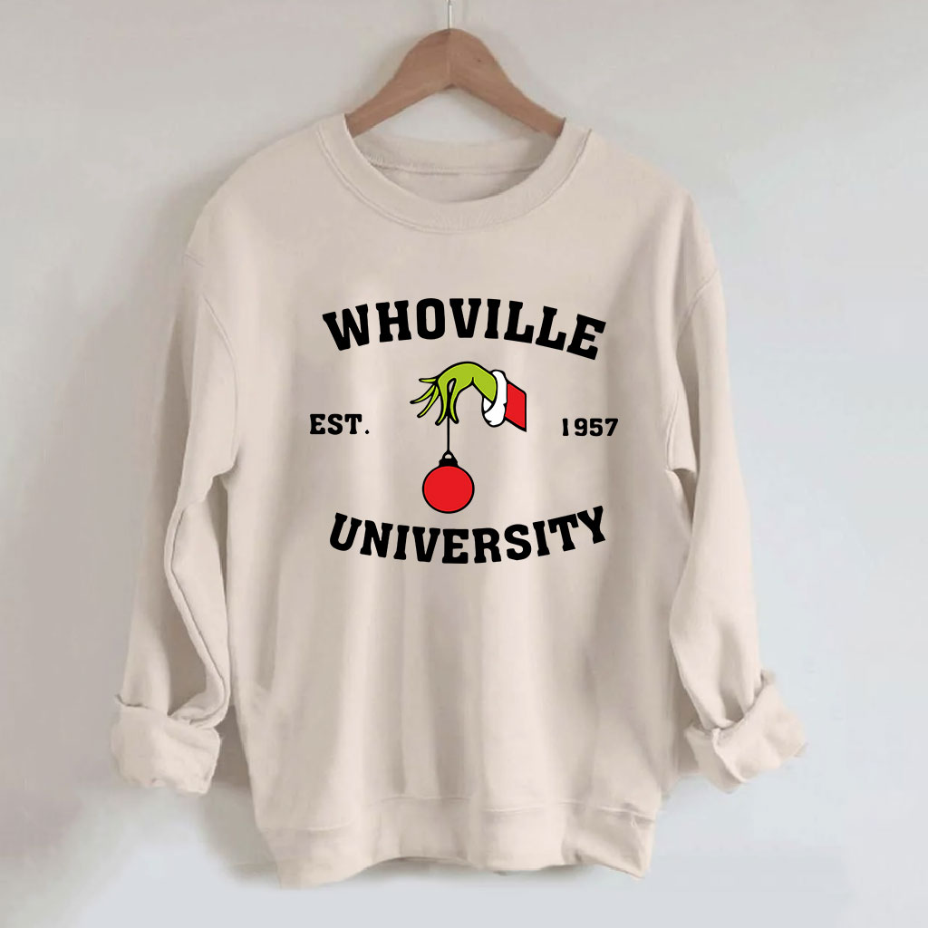 Vintage Christmas Whoville University Est 1957 Funny Sweatshirt