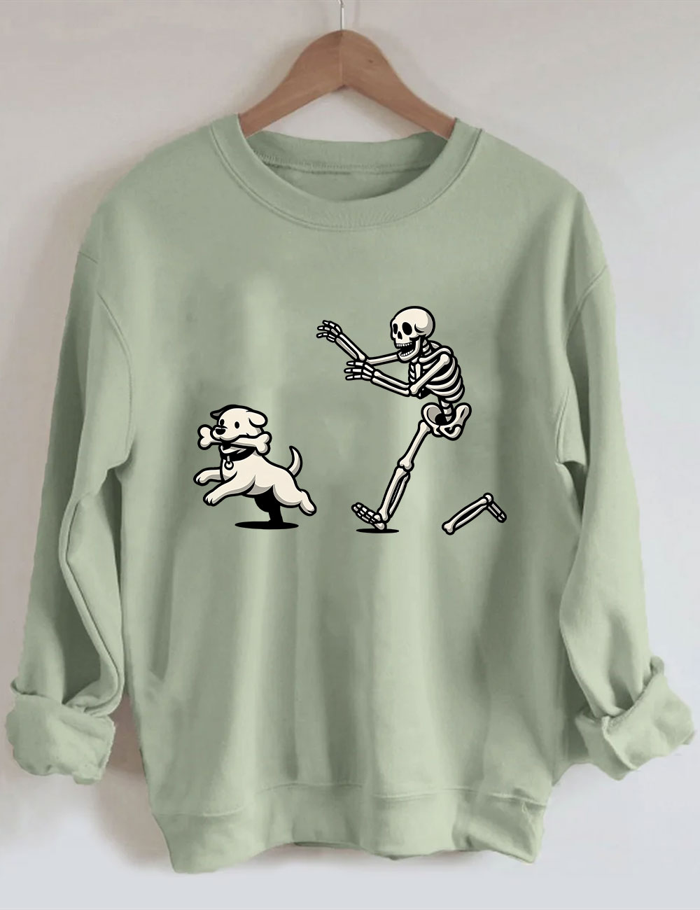 Funny Skeleton Dog Chase Sweatshirt