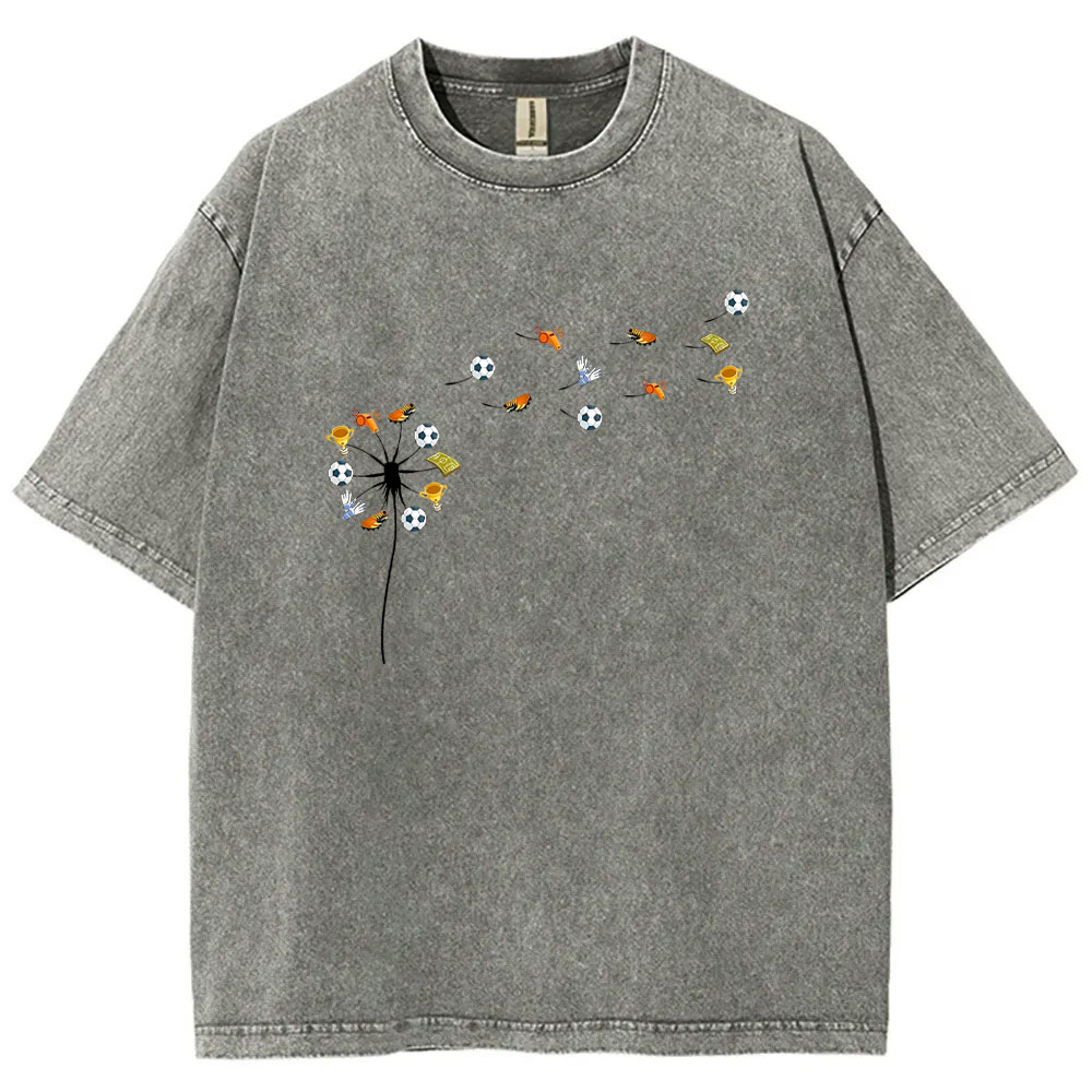Soccer Dandelion Funny Washed T-shirt