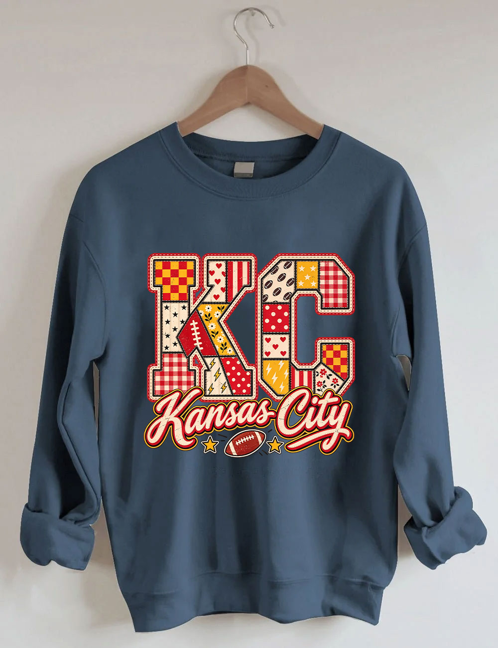 KC Kansas City Patchwork Football Sweatshirt