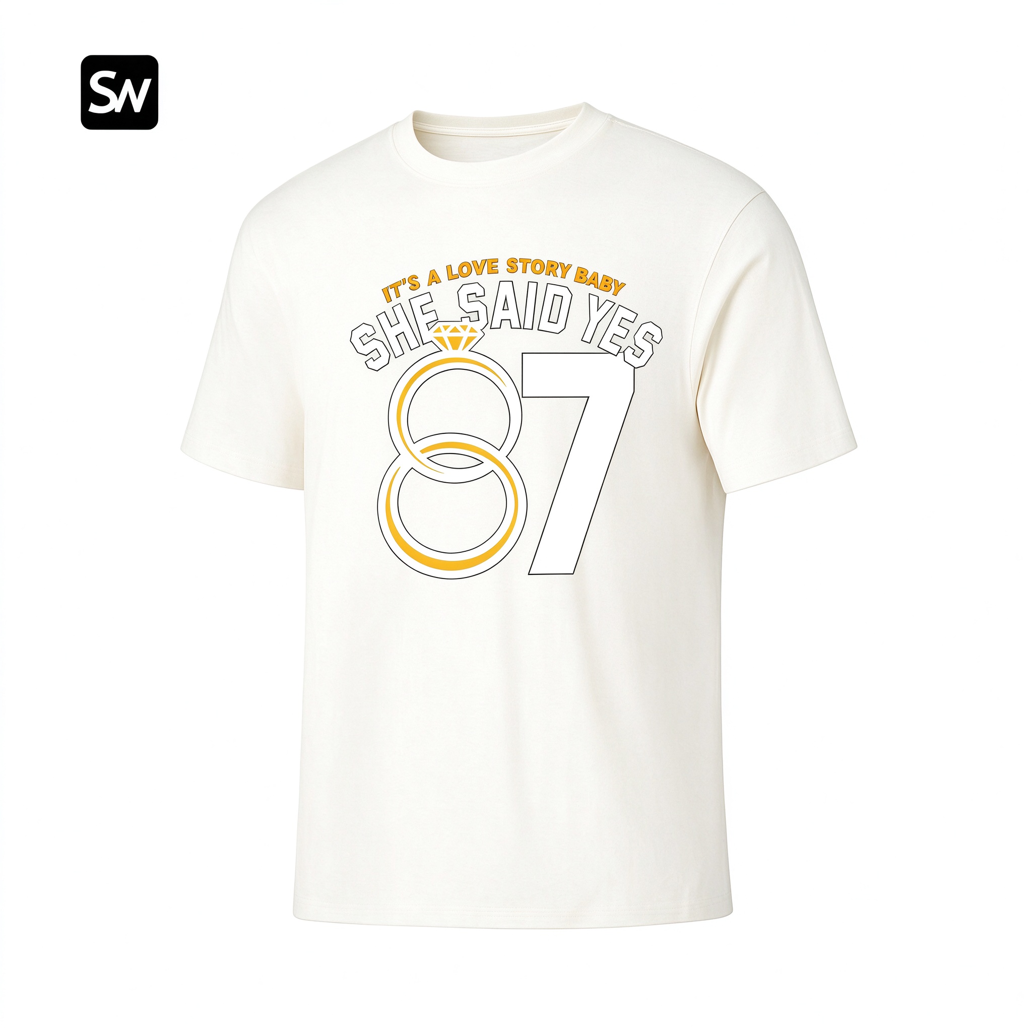 Love Story She Said Yes 87 Red Gold Football Era Travis & Taylor Dry-easy T-Shirt