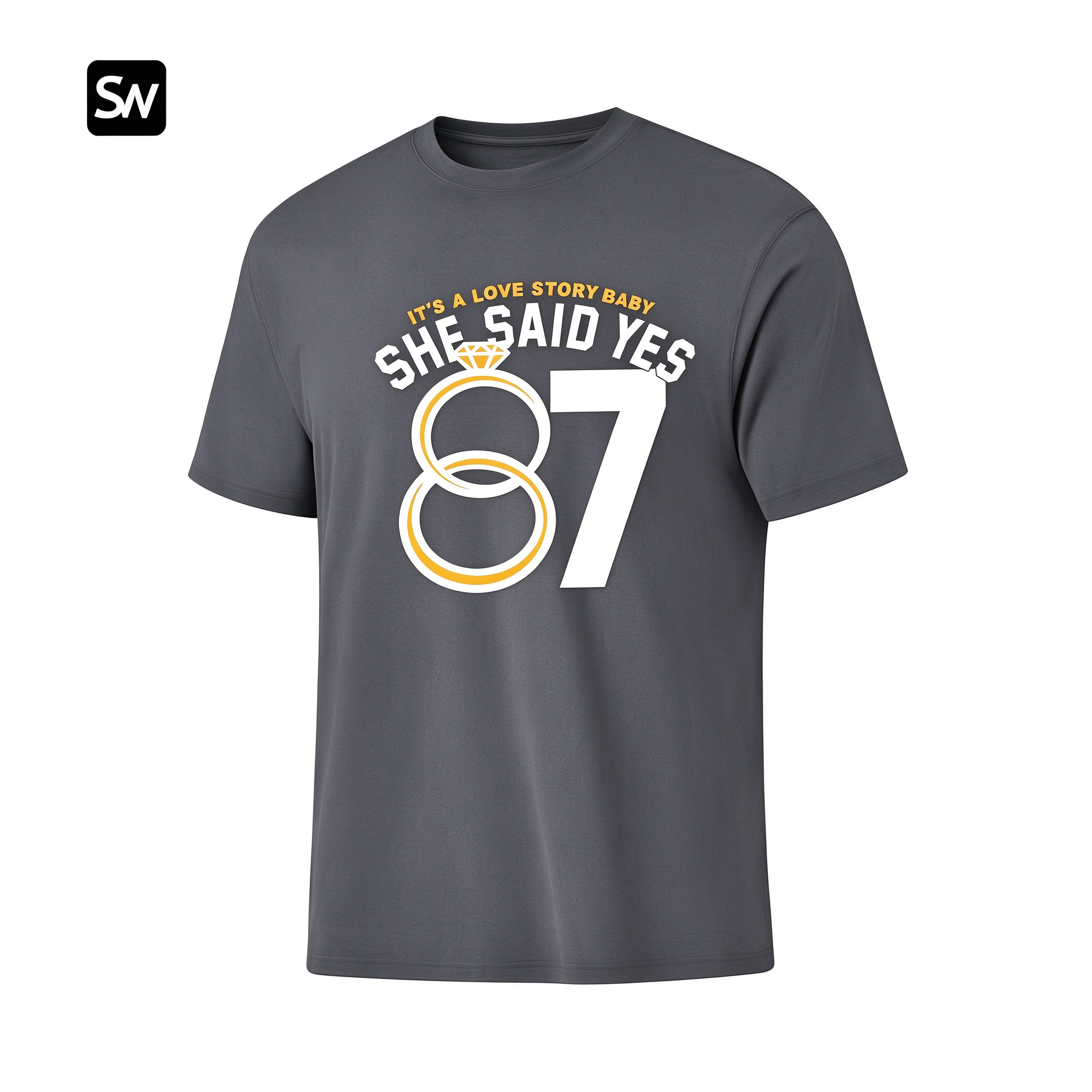 Love Story She Said Yes 87 Red Gold Football Era Travis & Taylor Dry-easy T-Shirt