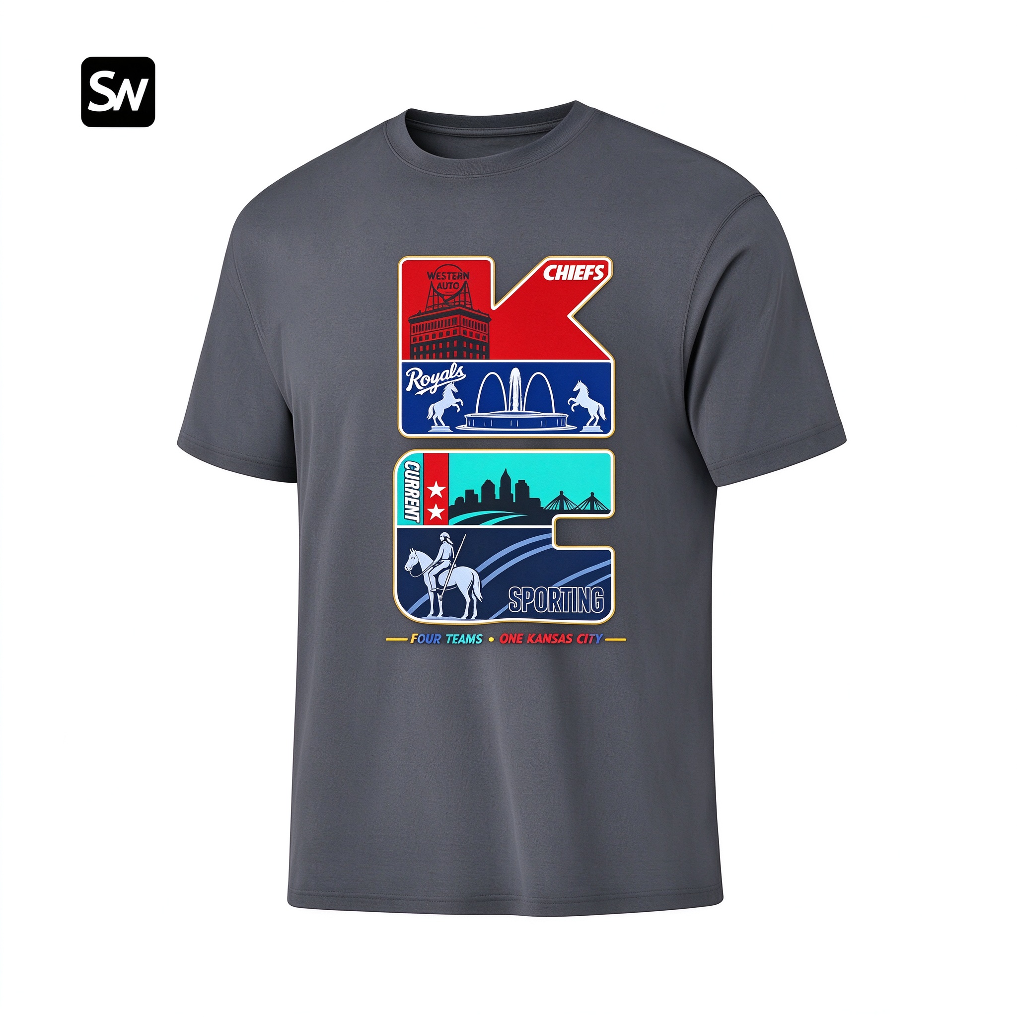 Kansas City Skyline Football Dry-easy T-Shirt