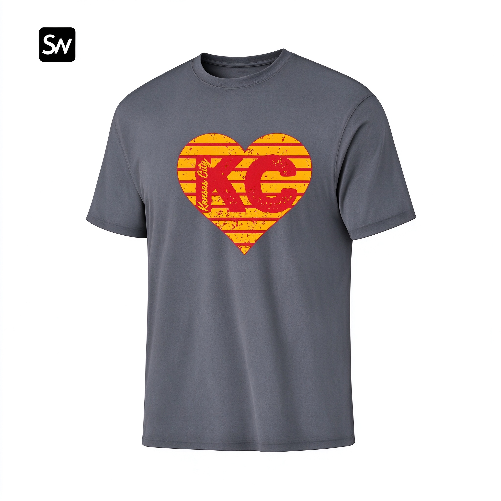 KC Heart Stripes Football Dry-easy T-Shirt