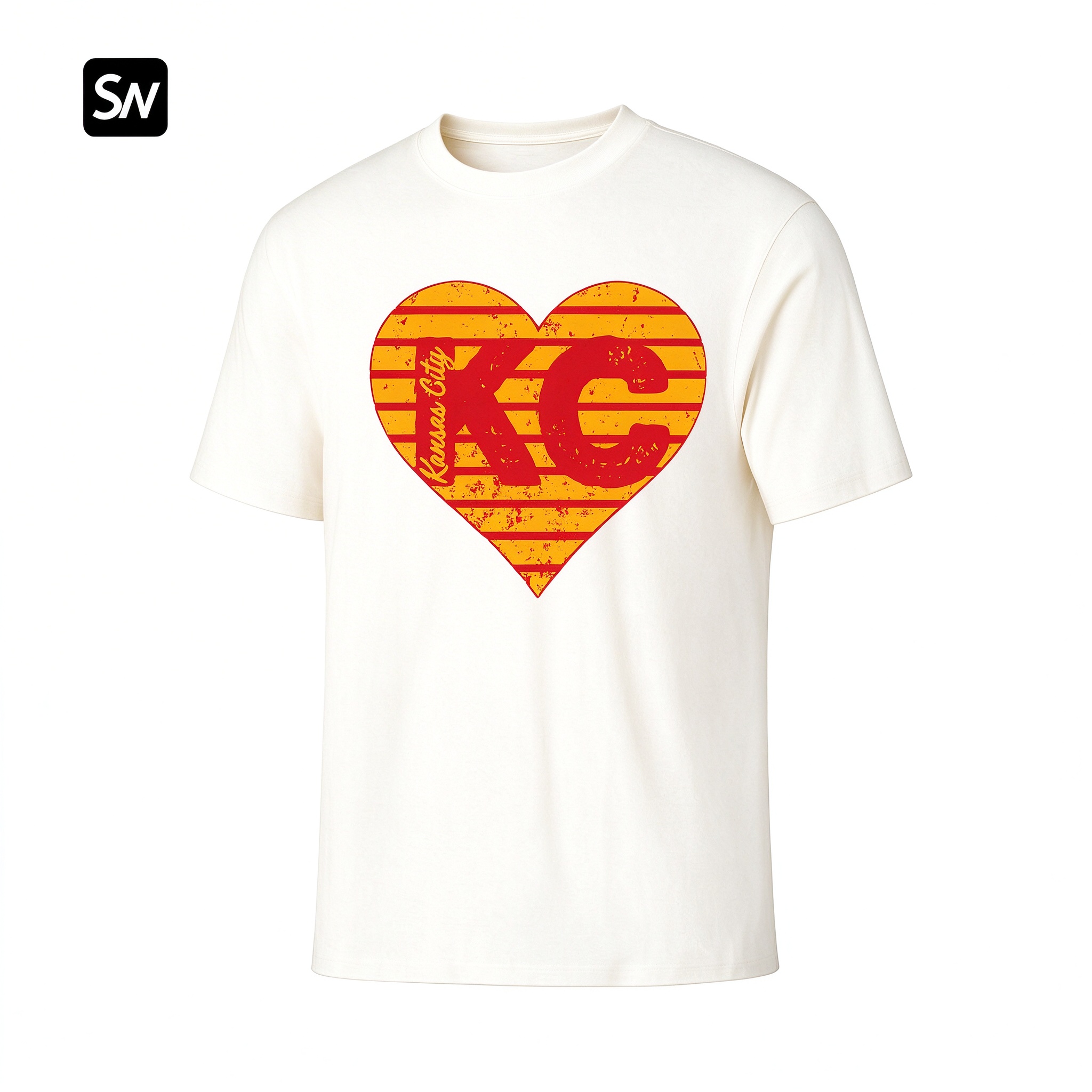 KC Heart Stripes Football Dry-easy T-Shirt