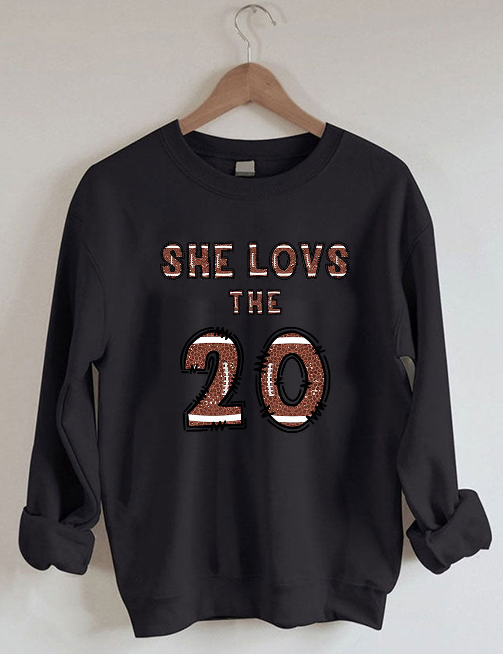 She Loves The Football Custom Number Sweatshirt