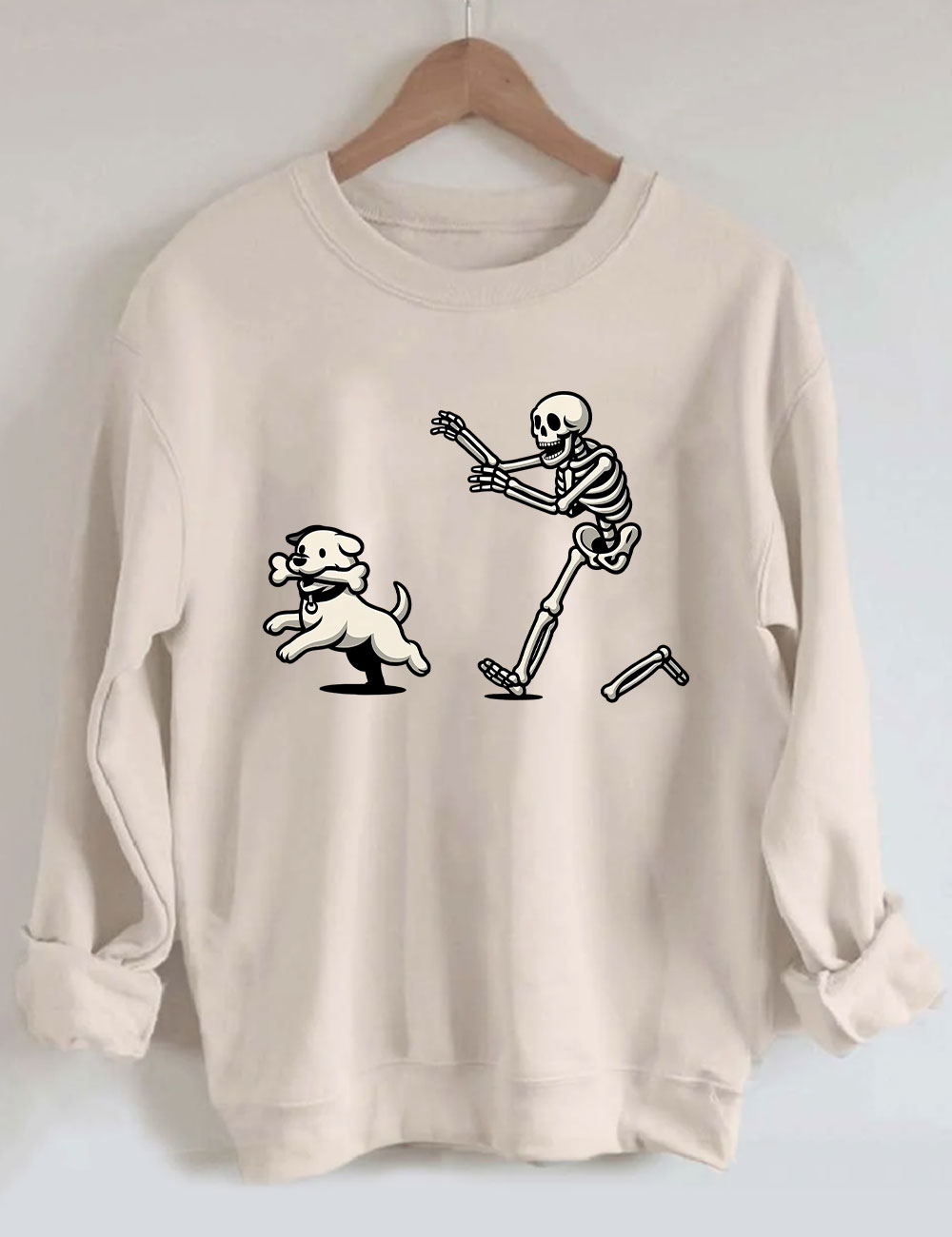 Funny Skeleton Dog Chase Sweatshirt