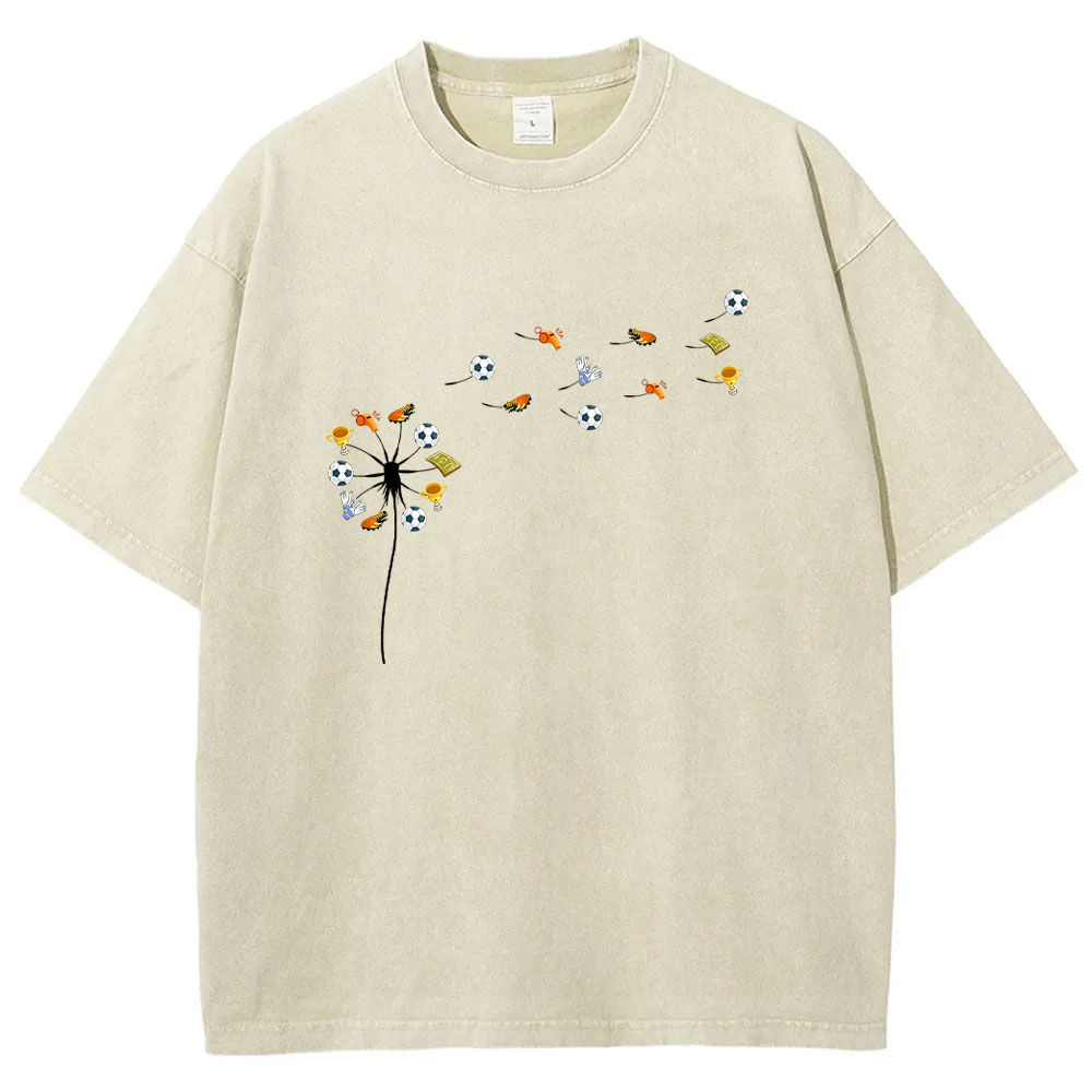 Soccer Dandelion Funny Washed T-shirt