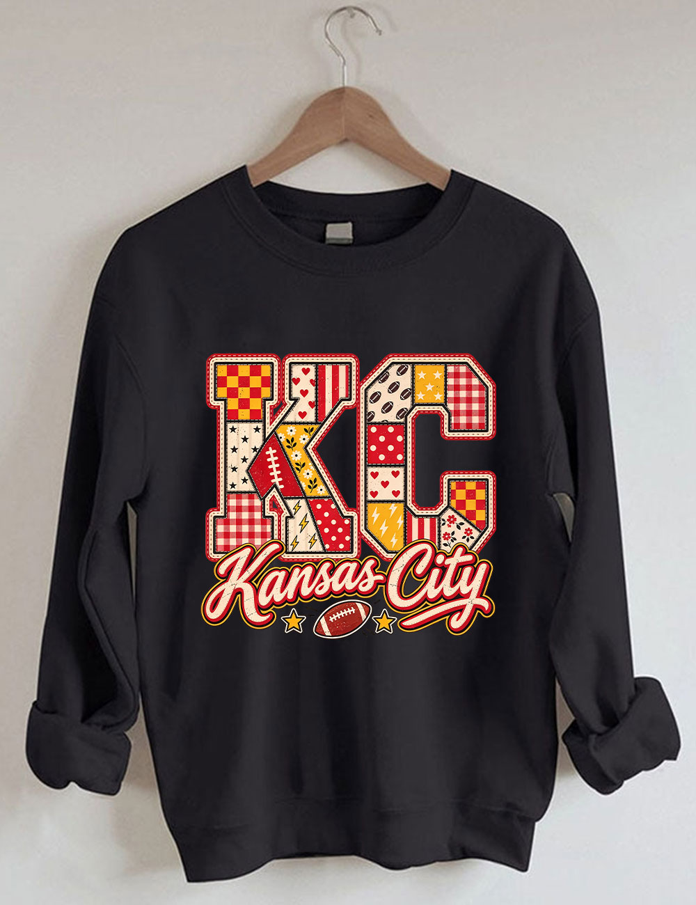 KC Kansas City Patchwork Football Sweatshirt