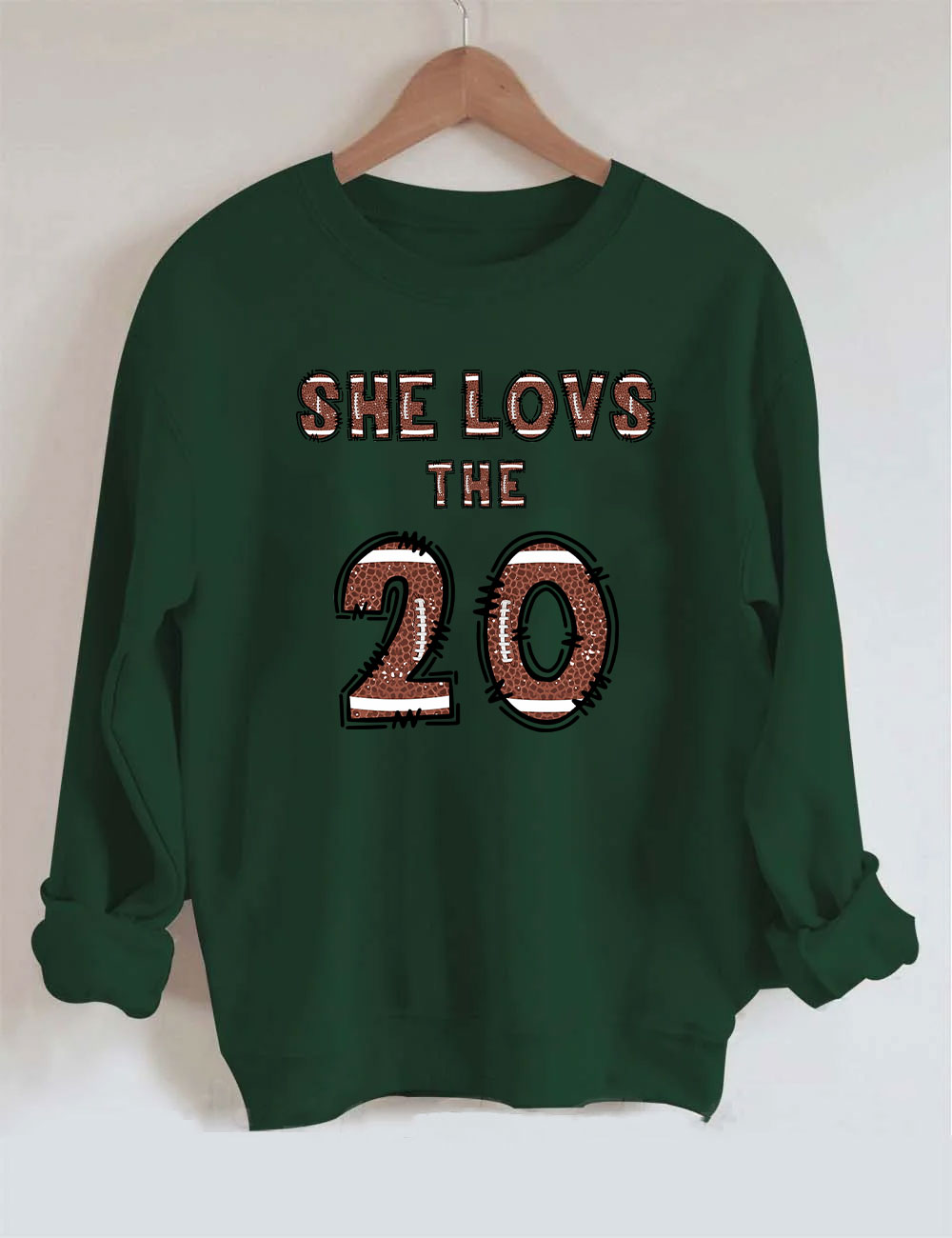 She Loves The Football Custom Number Sweatshirt
