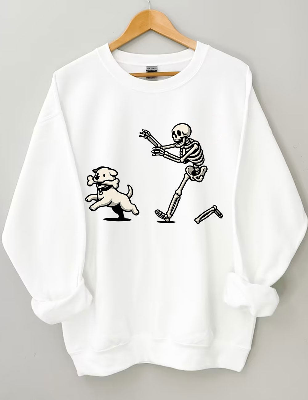 Funny Skeleton Dog Chase Sweatshirt