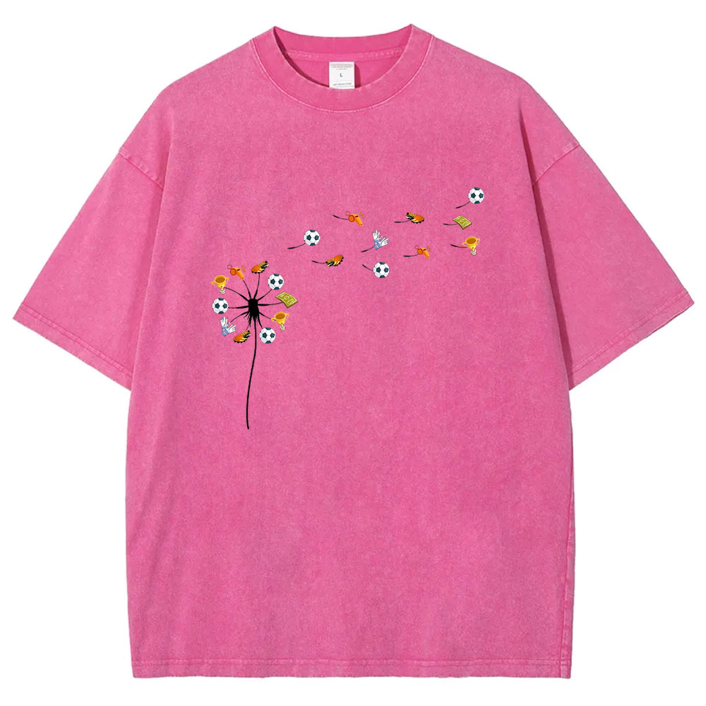 Soccer Dandelion Funny Washed T-shirt
