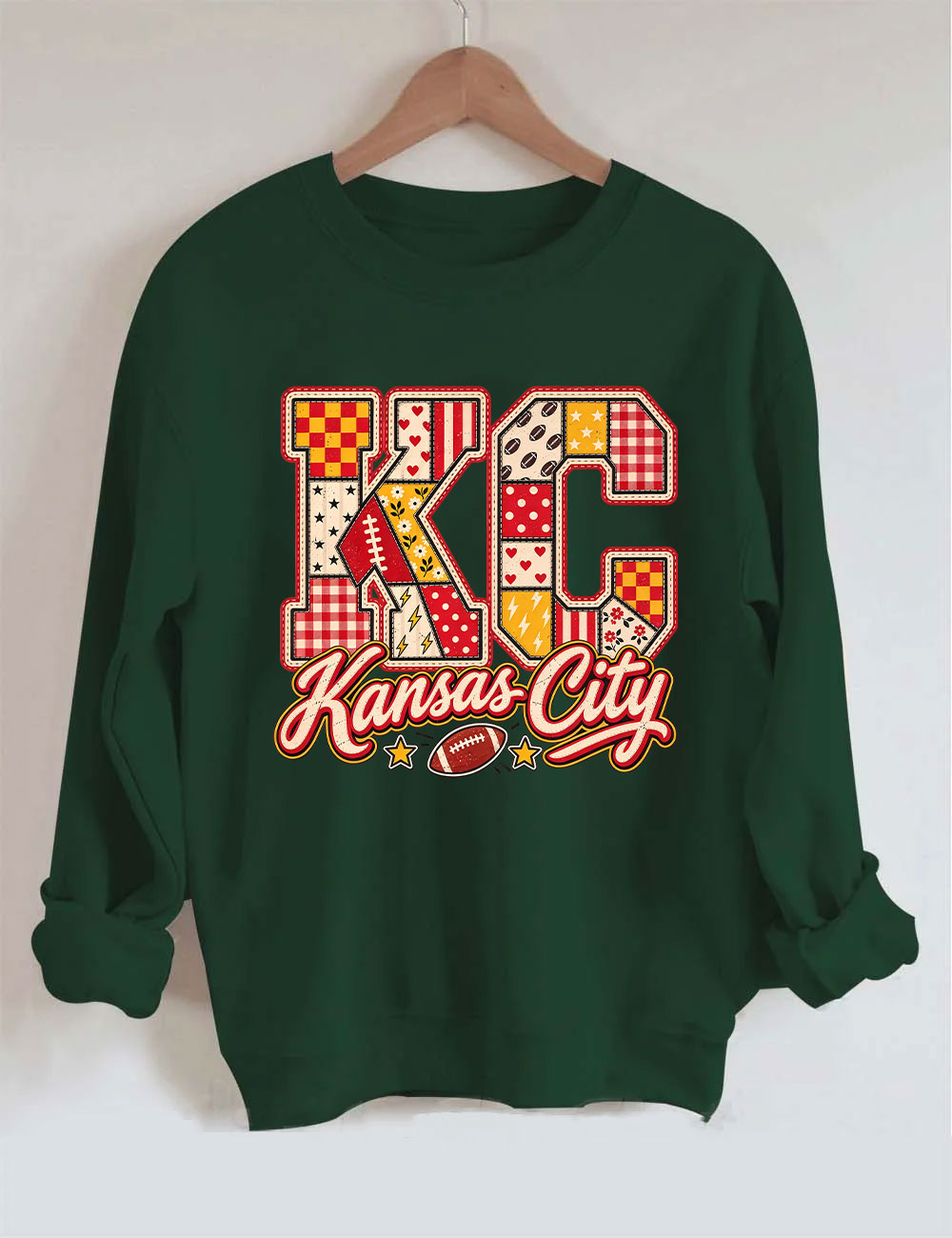 KC Kansas City Patchwork Football Sweatshirt