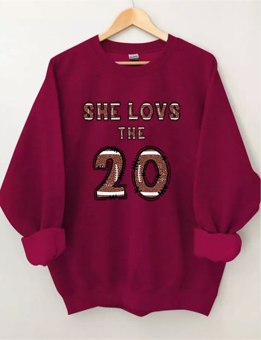 She Loves The Football Custom Number Sweatshirt