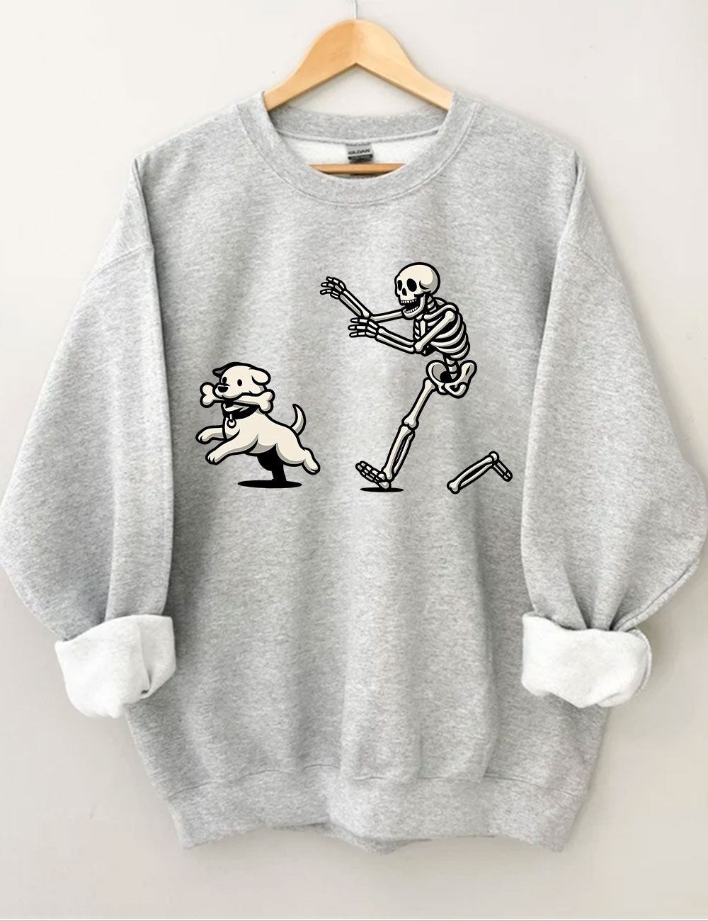 Funny Skeleton Dog Chase Sweatshirt