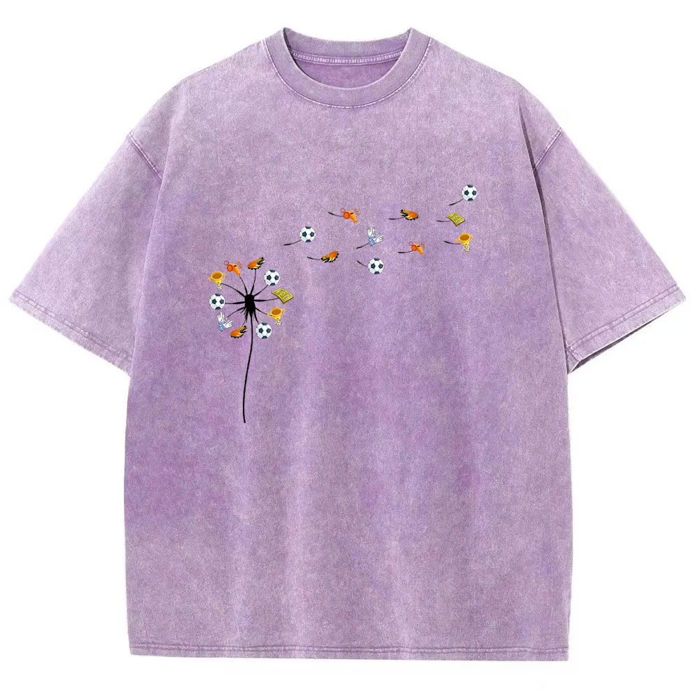 Soccer Dandelion Funny Washed T-shirt