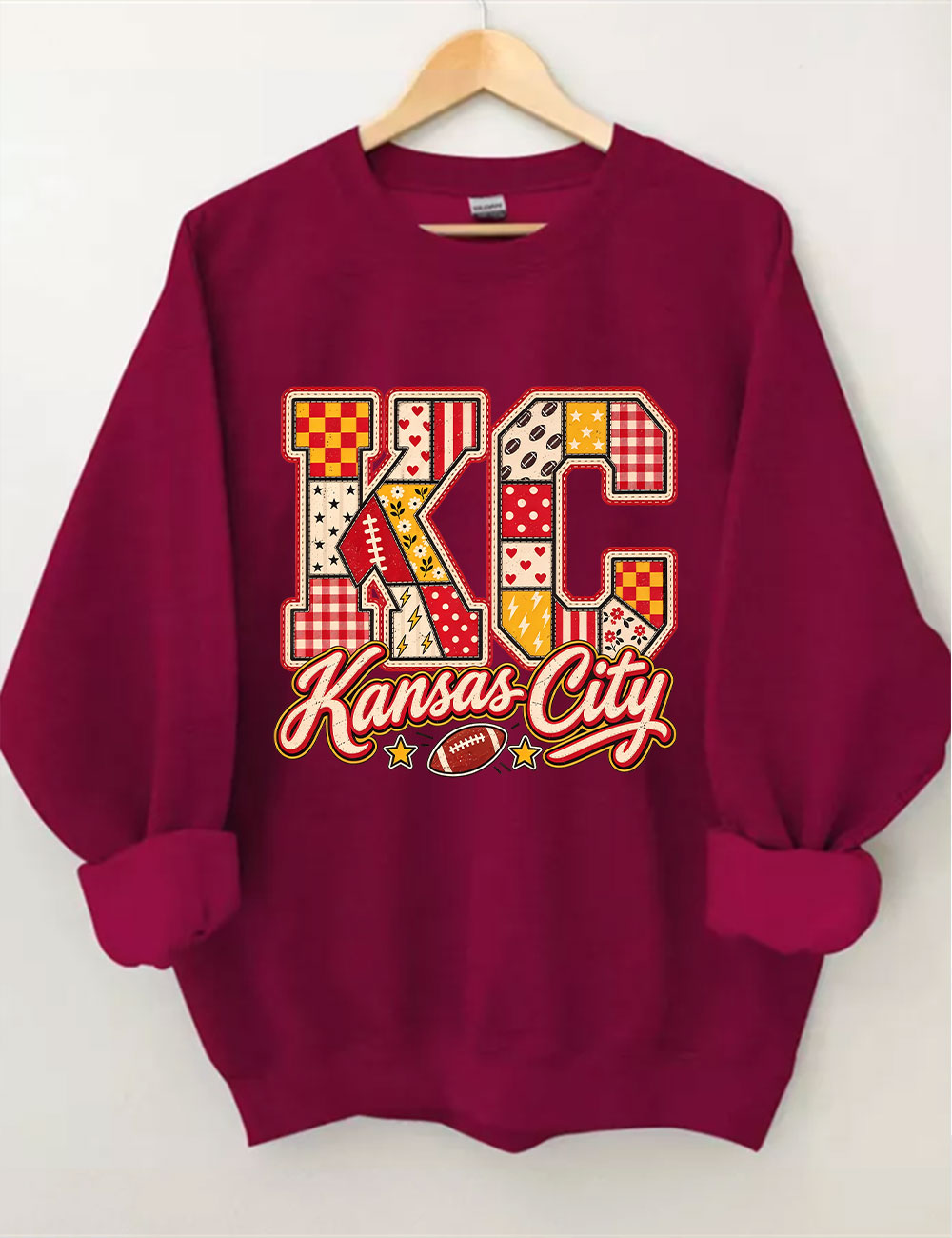 KC Kansas City Patchwork Football Sweatshirt
