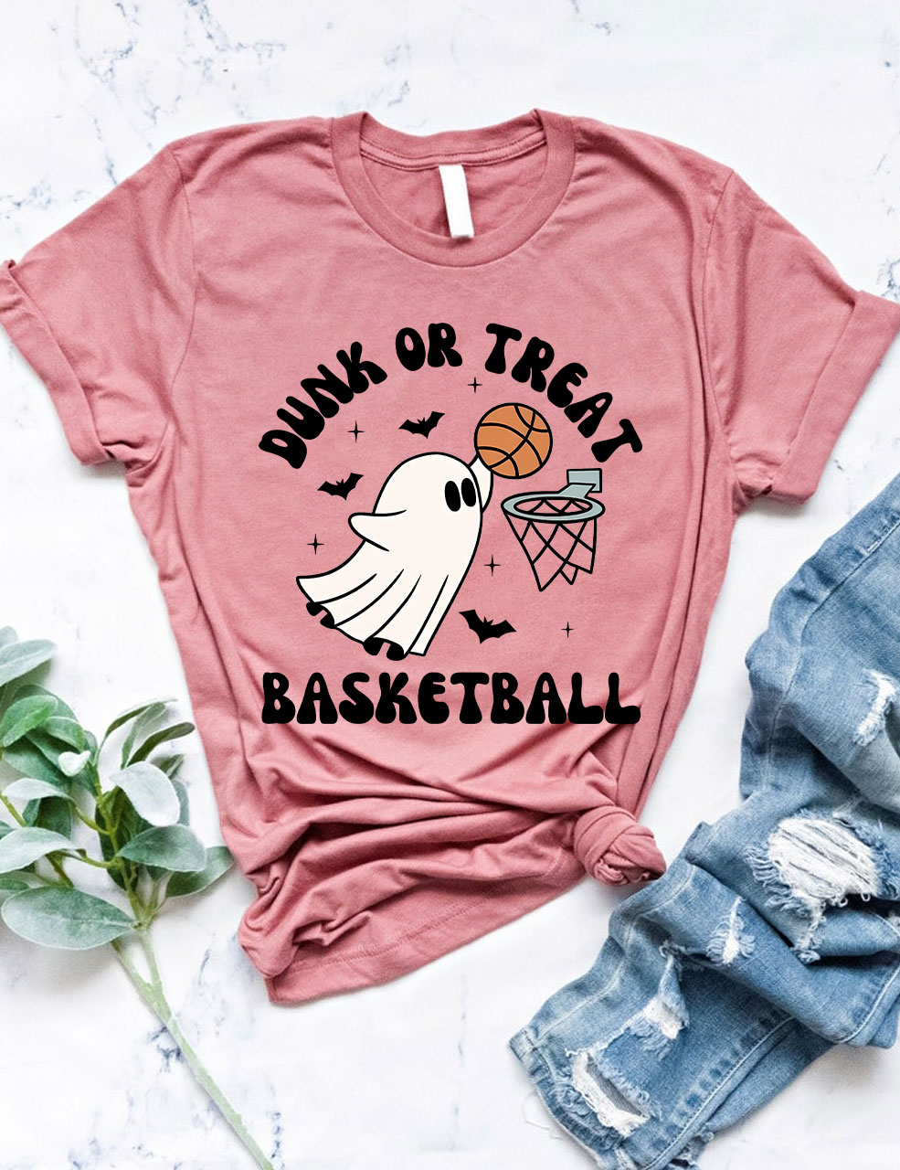 Dunk Or Treat Halloween Ghost Basketball T-shirt