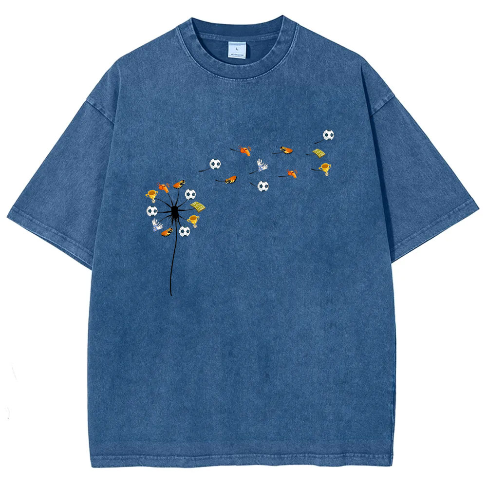 Soccer Dandelion Funny Washed T-shirt