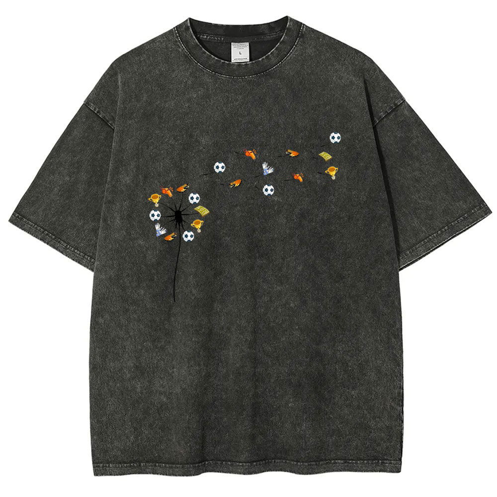 Soccer Dandelion Funny Washed T-shirt