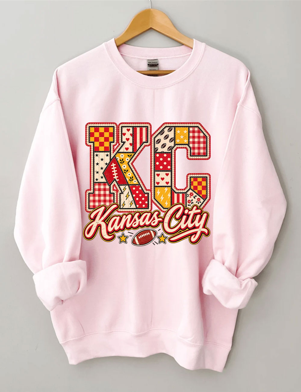 KC Kansas City Patchwork Football Sweatshirt