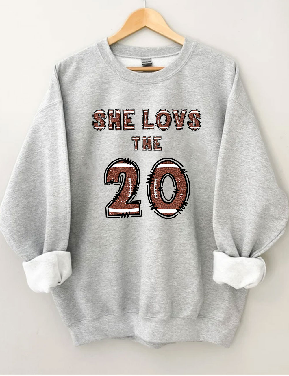 She Loves The Football Custom Number Sweatshirt