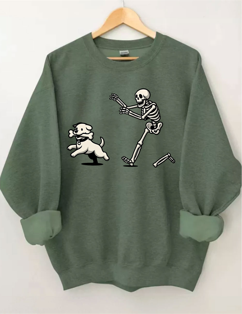 Funny Skeleton Dog Chase Sweatshirt