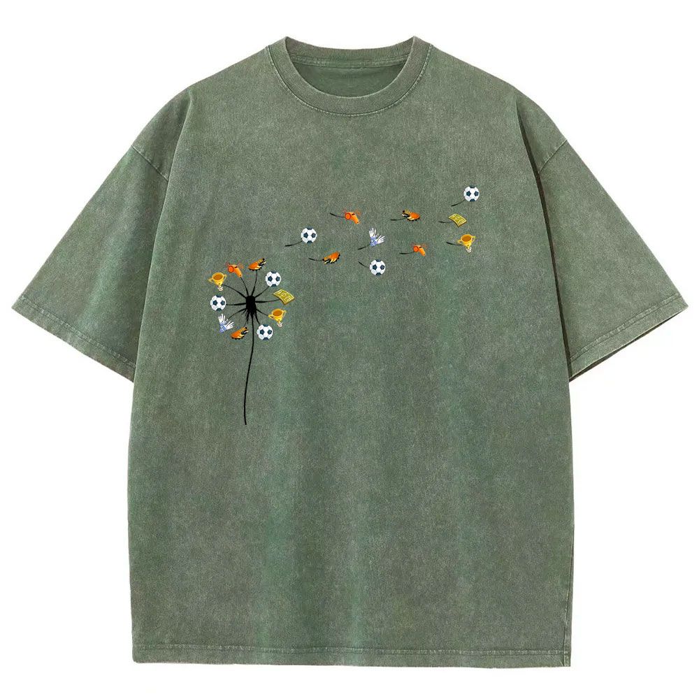 Soccer Dandelion Funny Washed T-shirt