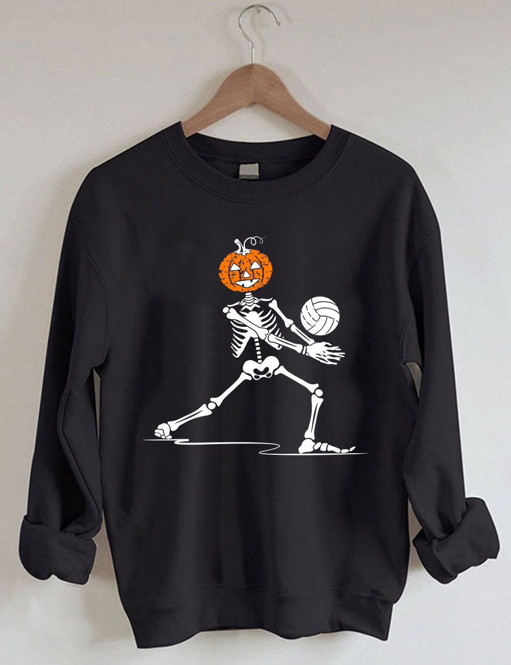 Skeleton Volleyball Pumpkin Sweatshirt