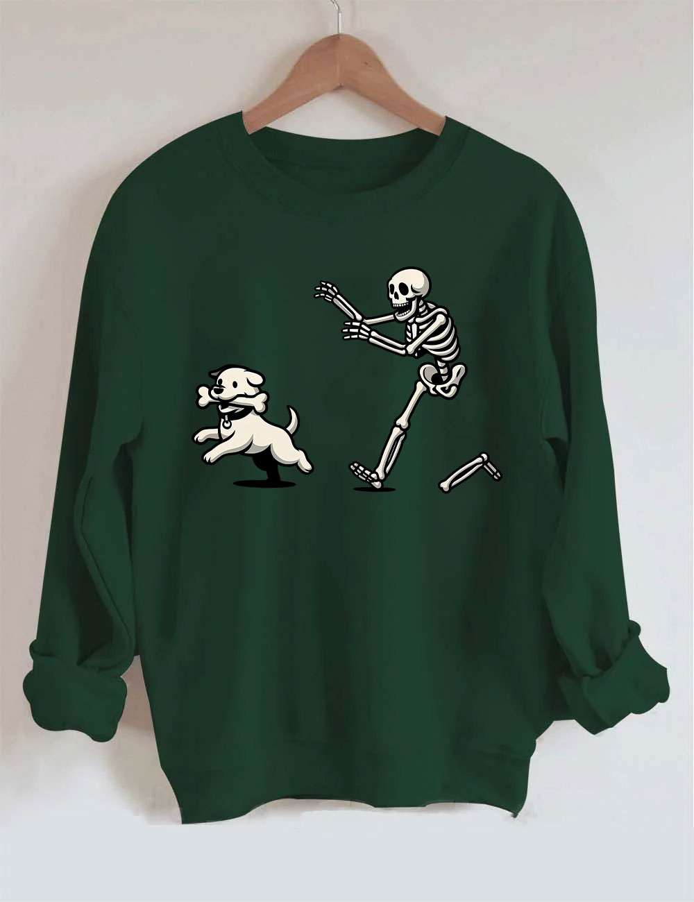 Funny Skeleton Dog Chase Sweatshirt