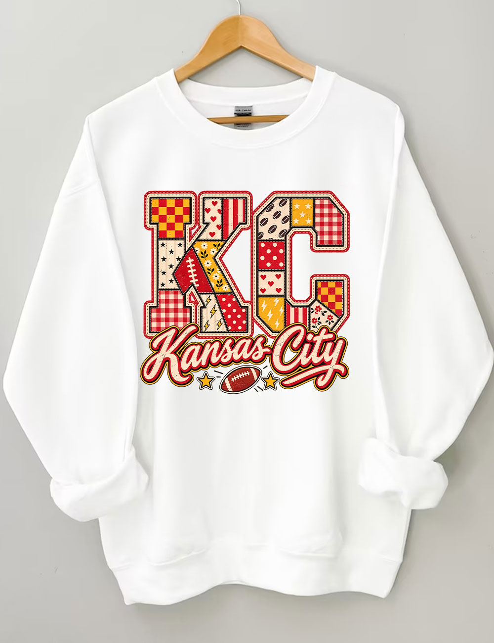 KC Kansas City Patchwork Football Sweatshirt